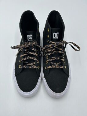 Leopard Laced DC Black High-Top Sneakers 9